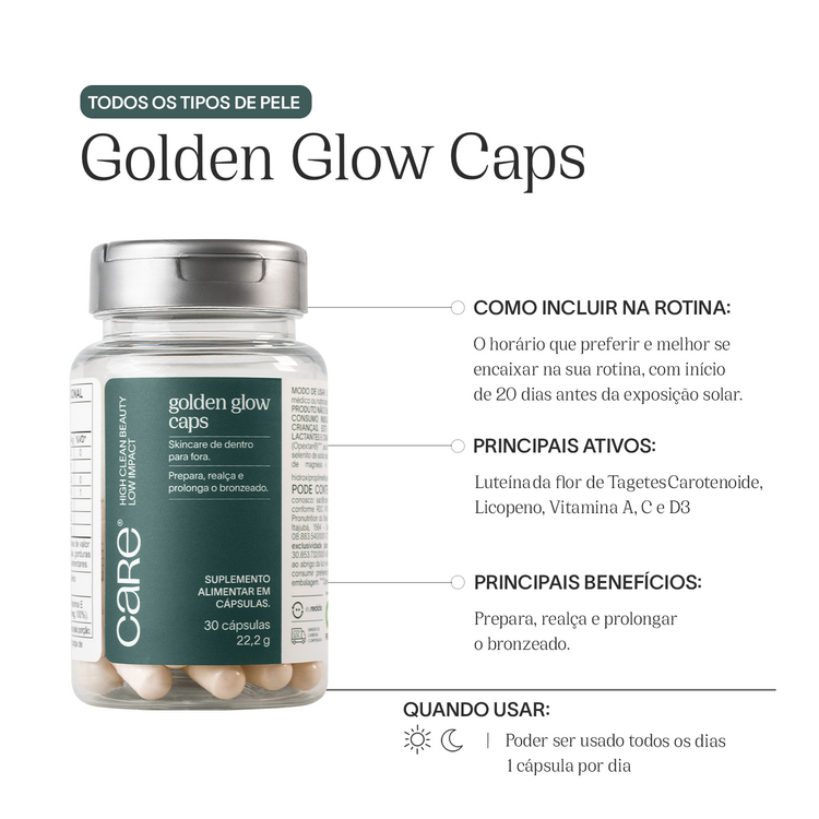 Suplemento alimentar em cápsula Golden Glow Caps