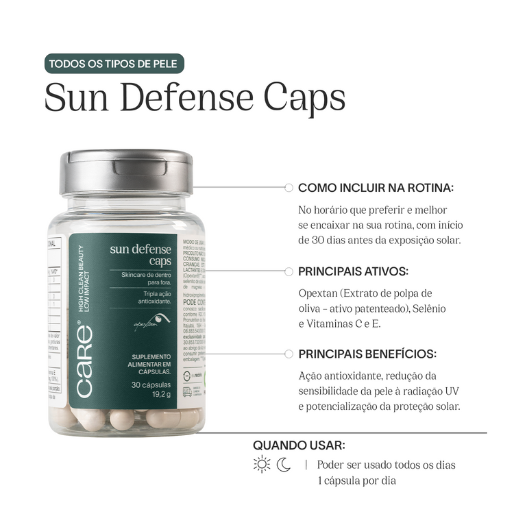 Suplemento alimentar em cápsula Sun Defense Caps