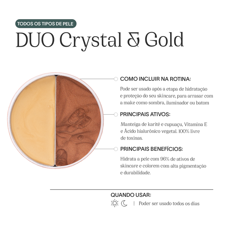 Blush e Iluminador Multifuncional DUO Crystal & Gold