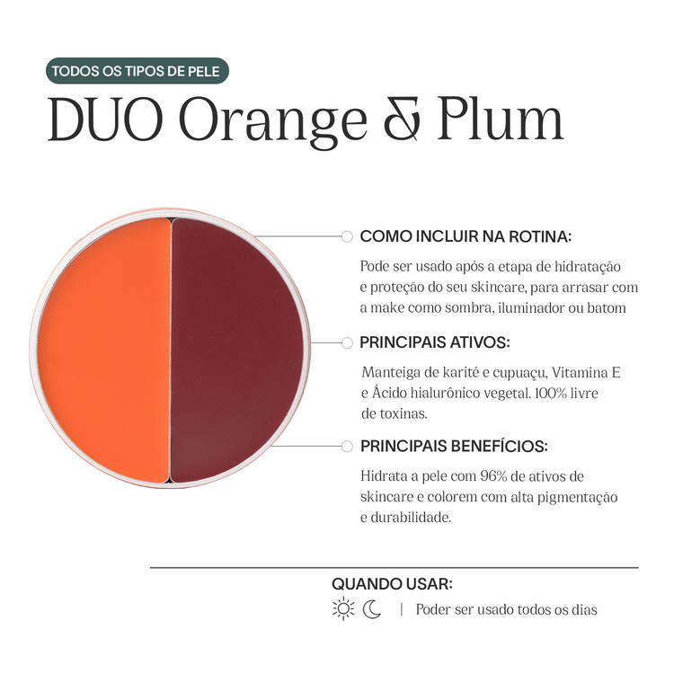 Blush e Iluminador Multifuncional DUO Orange & Plum
