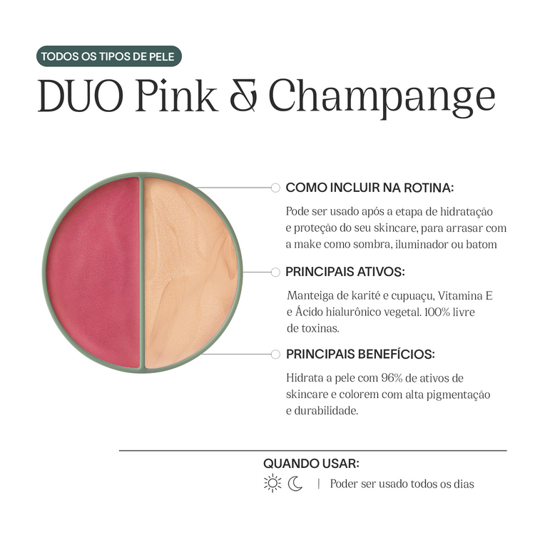 Blush e Iluminador Multifuncional  DUO Pink & Champagne