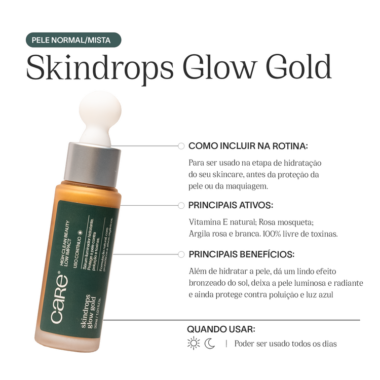Refil Sérum Facial Hidratante e Iluminador Skindrops Glow Gold
