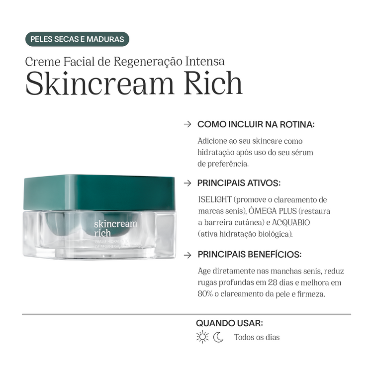 Creme Hidratante Facial Regeneração Intensa | Skincream Rich