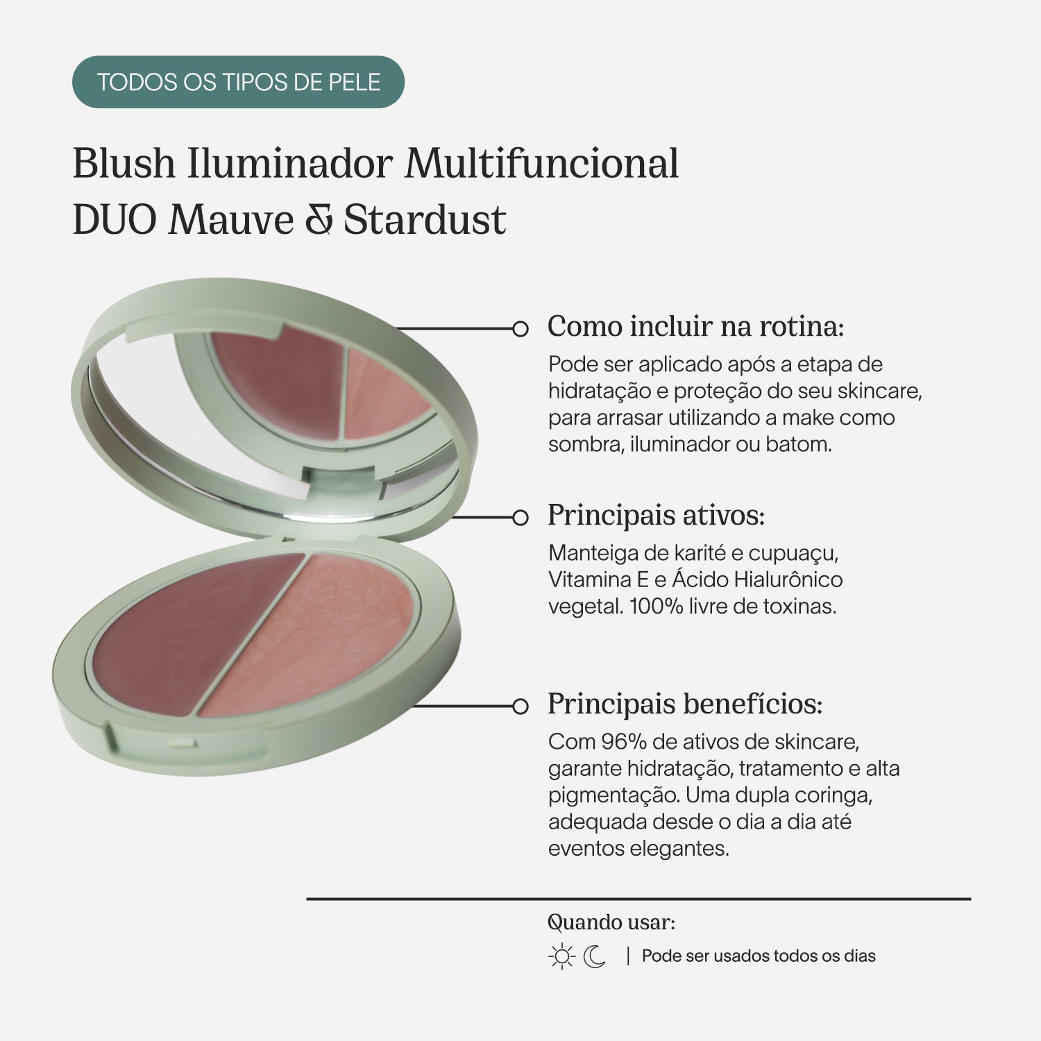 Refil Blush Iluminador Multifuncional | DUO Mauve & Stardust