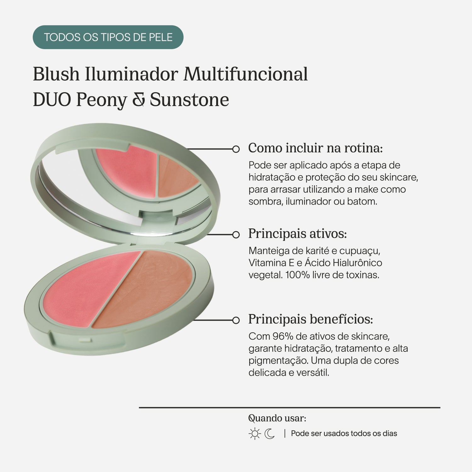 Blush Iluminador Multifuncional | DUO Peony & Sunstone - 10g