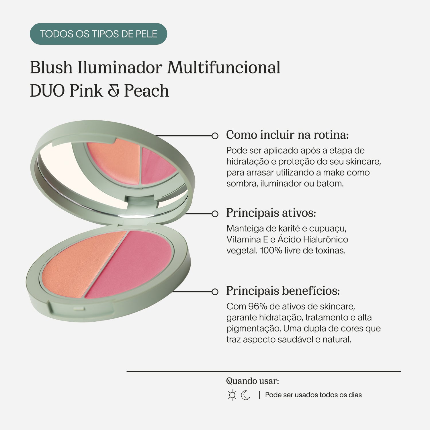 Blush Iluminador Multifuncional | DUO Pink & Peach