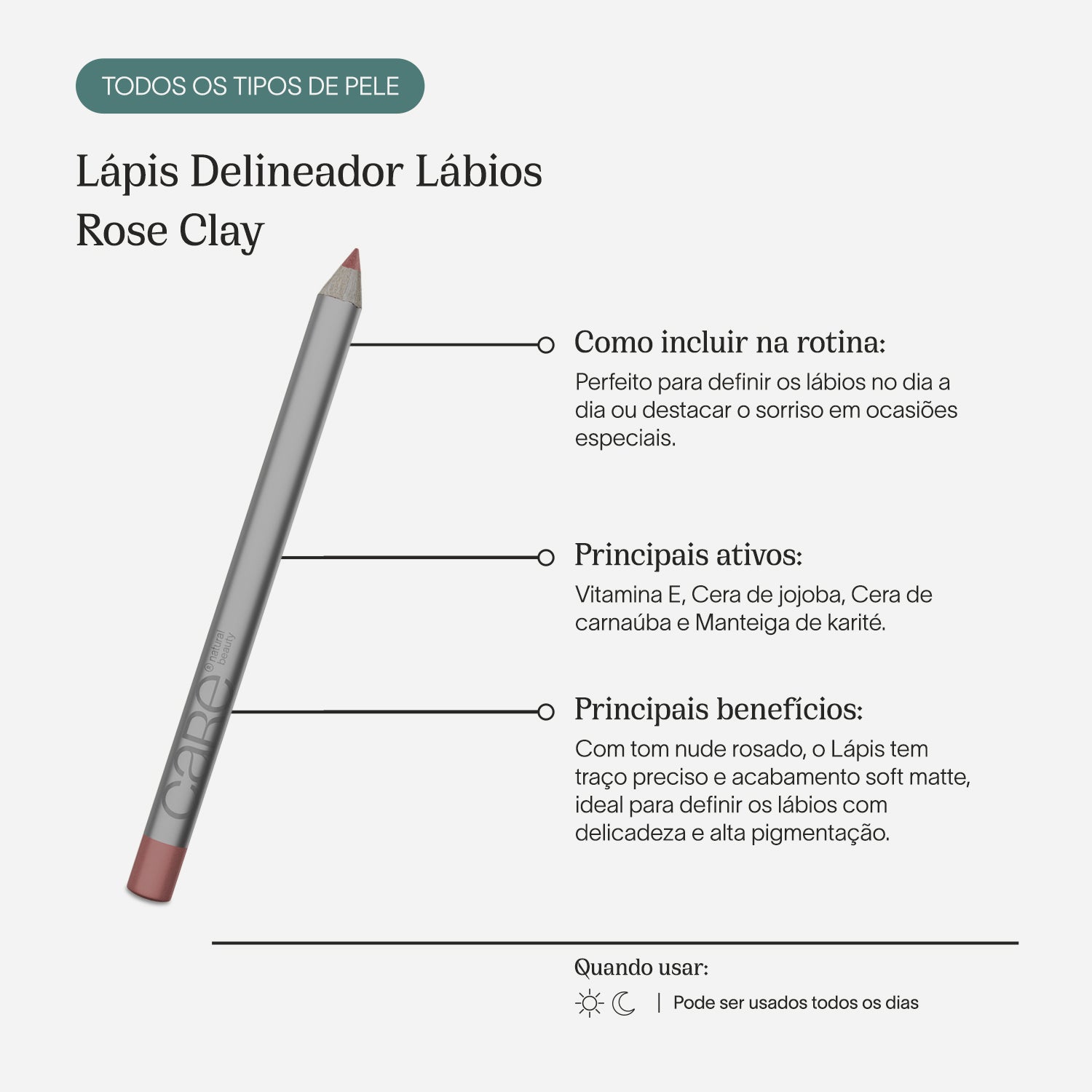 Lápis Delineador Lábios | Rose Clay