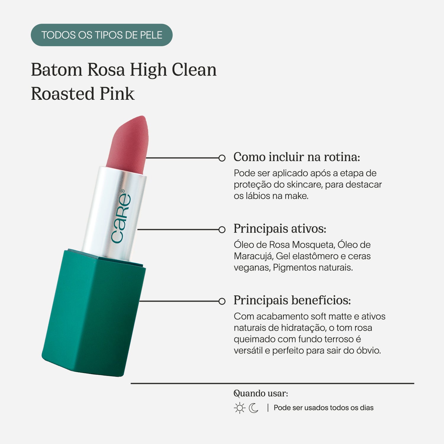 Batom Rosa High Clean | Roasted Pink