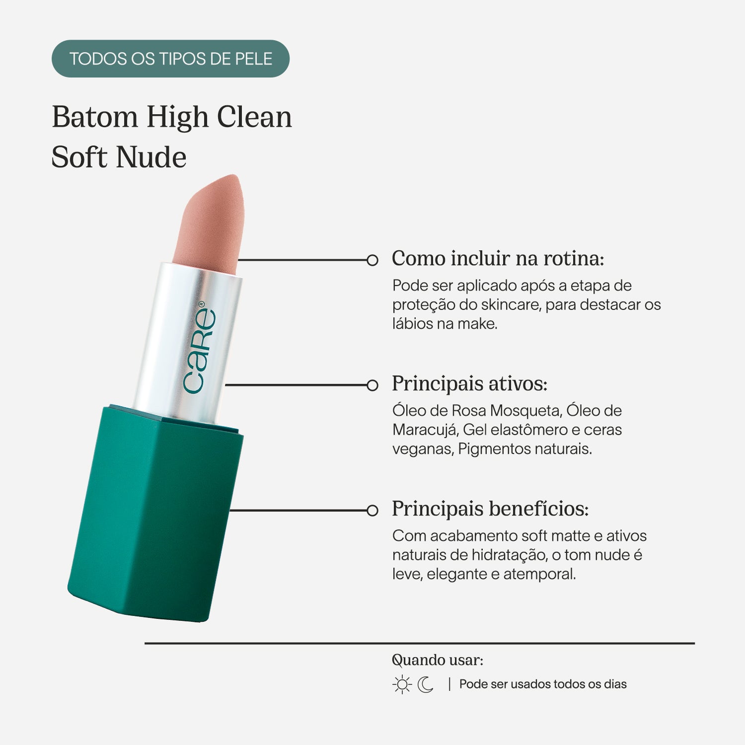 Batom High Clean | Soft Nude